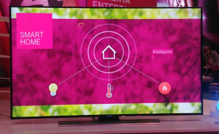 Smart Home, Telekom, pink, grün, Fernseher, Bildschirm