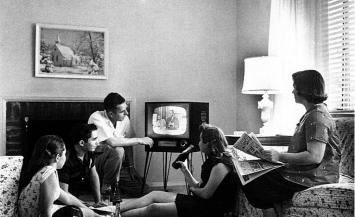 Fernsehen, sechziger Jahren, Amerika, schwarz-weiß, Familie