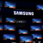 schwarze Wand, Samsung SUHD SmartTVs, Nachthimmel , bunt, Fernseher