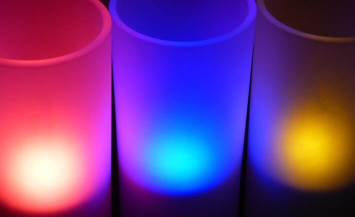 LED, Lichter, bunt, orange, blau, pink, Farbe