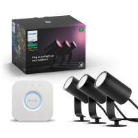 Philips Hue Outdoor Lily Gartenspot White and Color Ambiance RGBW Basis-Set 3x600lm 24V + Hue Bridge
