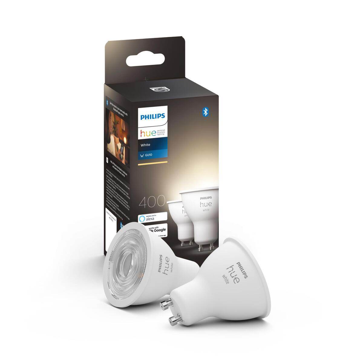 Philips Hue White GU10 Leuchtmittel Doppelpack 2x 400lm Bluetooth ZigBee dimmbar 