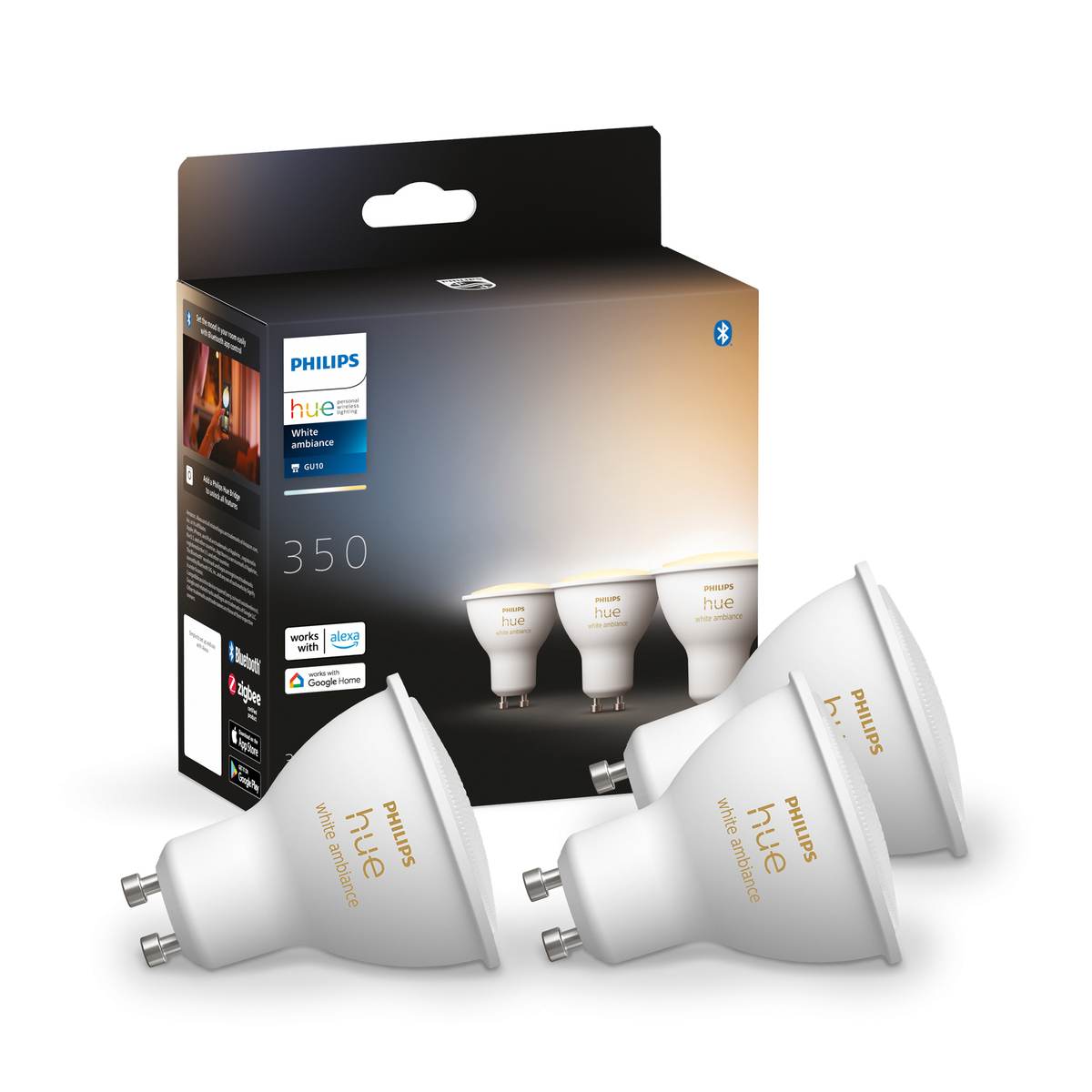 Philips Hue White Ambiance LED GU10 350lm White GU10 | Sprache Leuchtmittel | Spot Tunable your-smarthome Home Dreierpack | via Smart Licht Dein | | Onlineshop App dimmbar oder